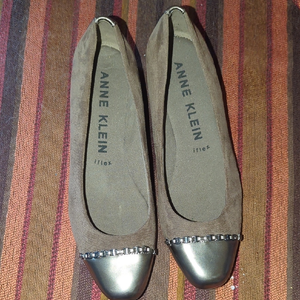 Anne Klein Brown and Silver Flats for Effortless Elegance